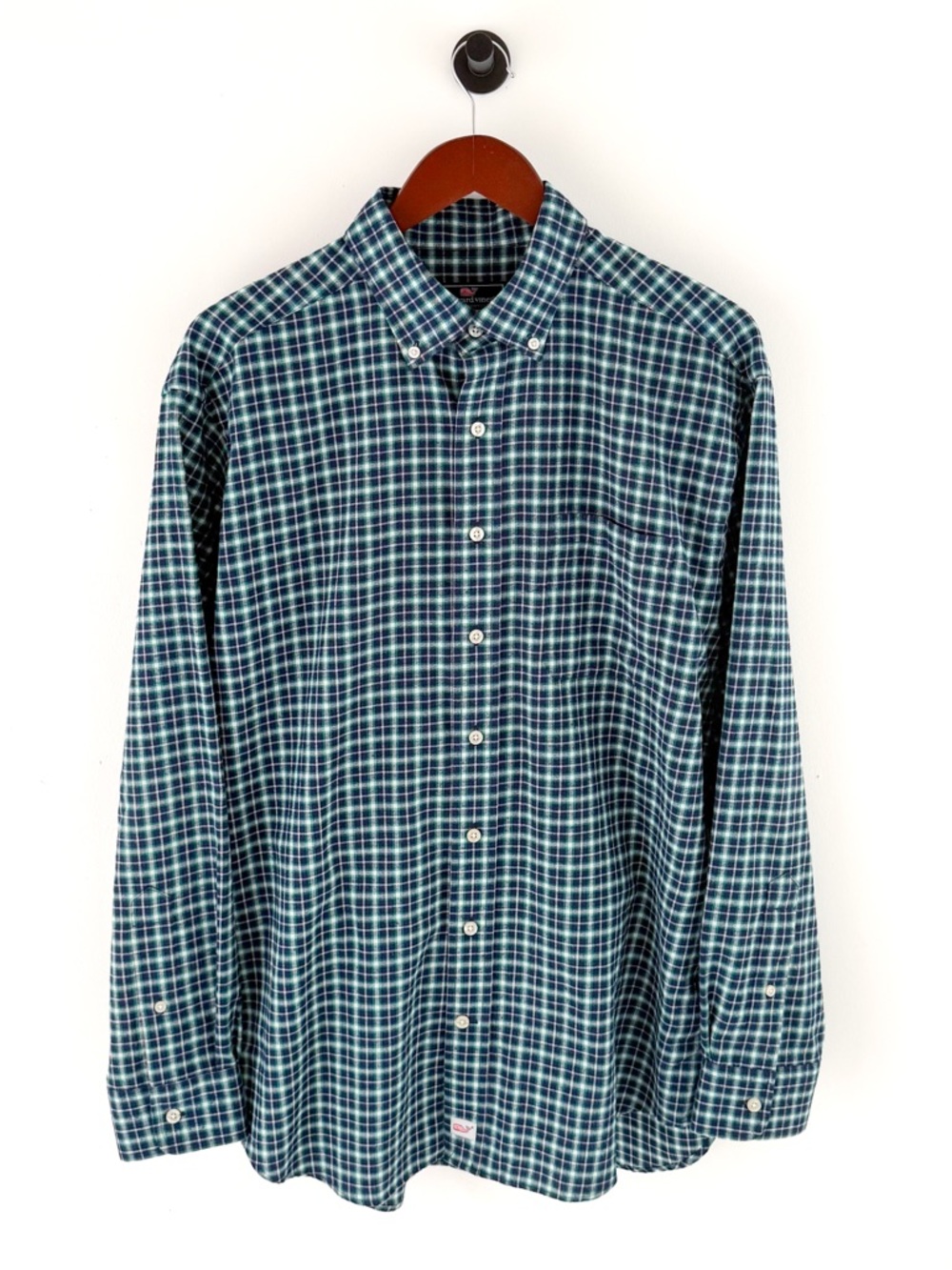 New Vineyard Vines Men's Flannel Button Down Murray Shirt L Blue Green White